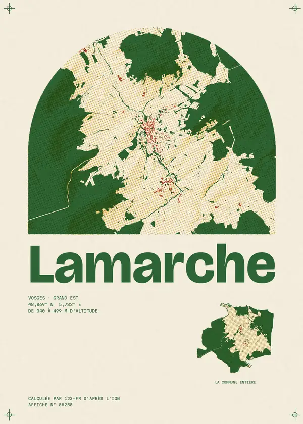 Affiche de Lamarche, calculée par 123-fr d'après l'IGN