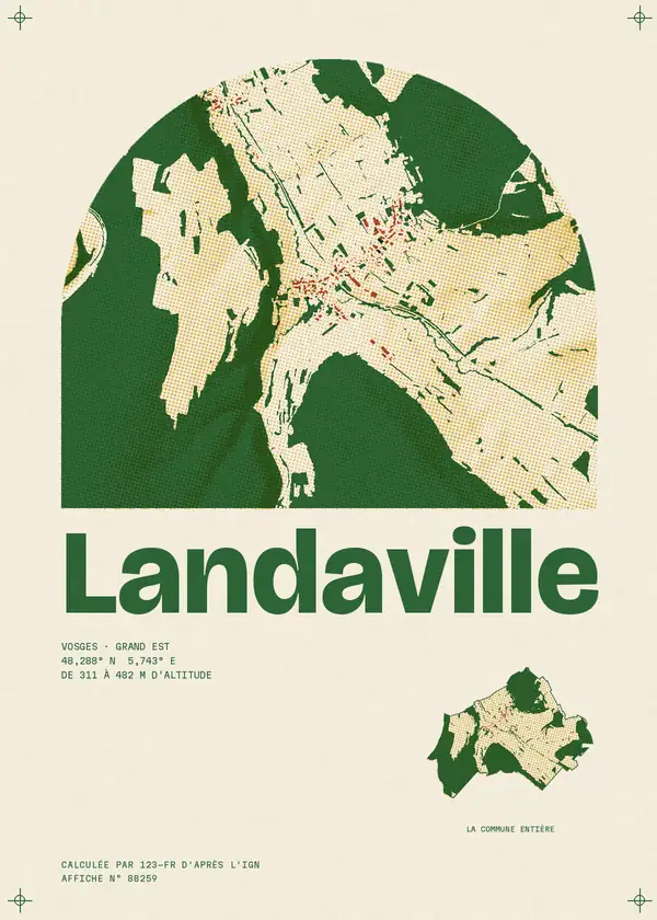 Affiche de Landaville, calculée par 123-fr d'après l'IGN
