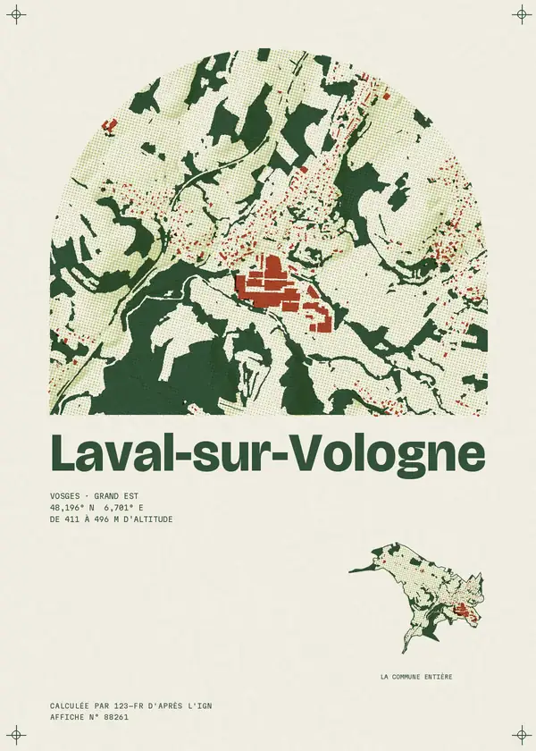Affiche de Laval-sur-Vologne, calculée par 123-fr d'après l'IGN