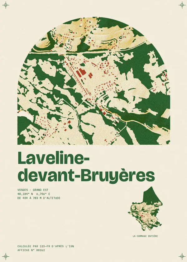 Affiche de Laveline-devant-Bruyères, calculée par 123-fr d'après l'IGN