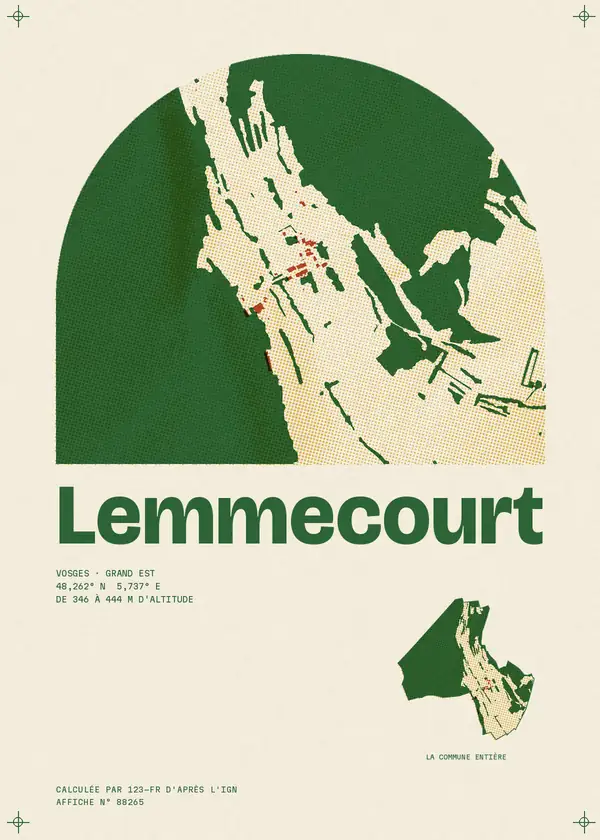 Affiche de Lemmecourt, calculée par 123-fr d'après l'IGN