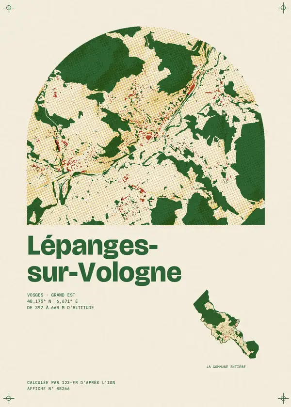 Affiche de Lépanges-sur-Vologne, calculée par 123-fr d'après l'IGN