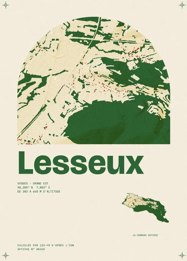 Affiche de Lesseux, calculée par 123-fr d'après l'IGN
