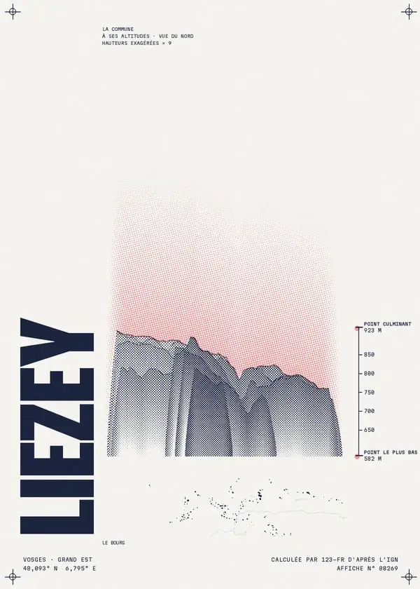 Affiche de Liézey, calculée par 123-fr d'après l'IGN