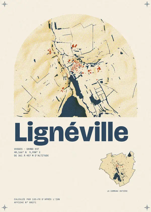 Affiche de Lignéville, calculée par 123-fr d'après l'IGN