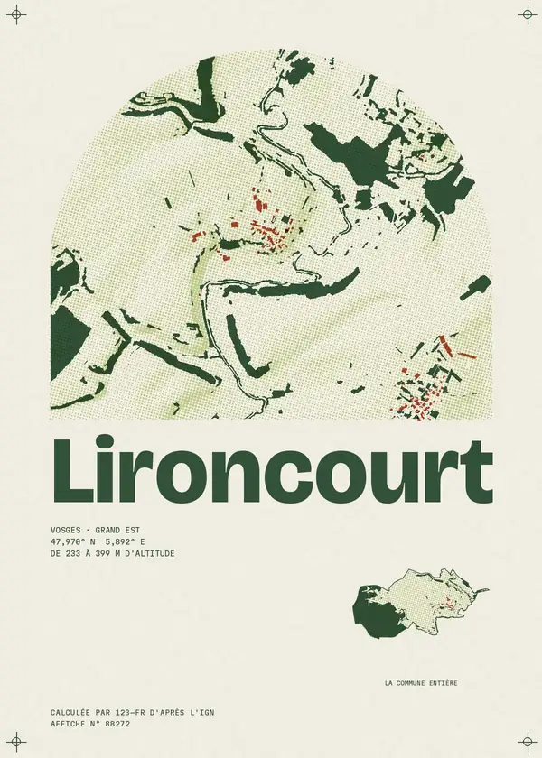Affiche de Lironcourt, calculée par 123-fr d'après l'IGN