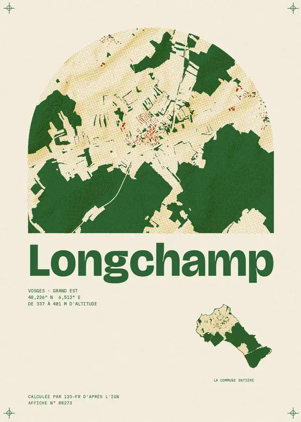 Affiche de Longchamp, calculée par 123-fr d'après l'IGN