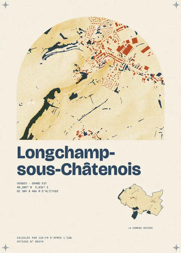 Affiche de Longchamp-sous-Châtenois, calculée par 123-fr d'après l'IGN