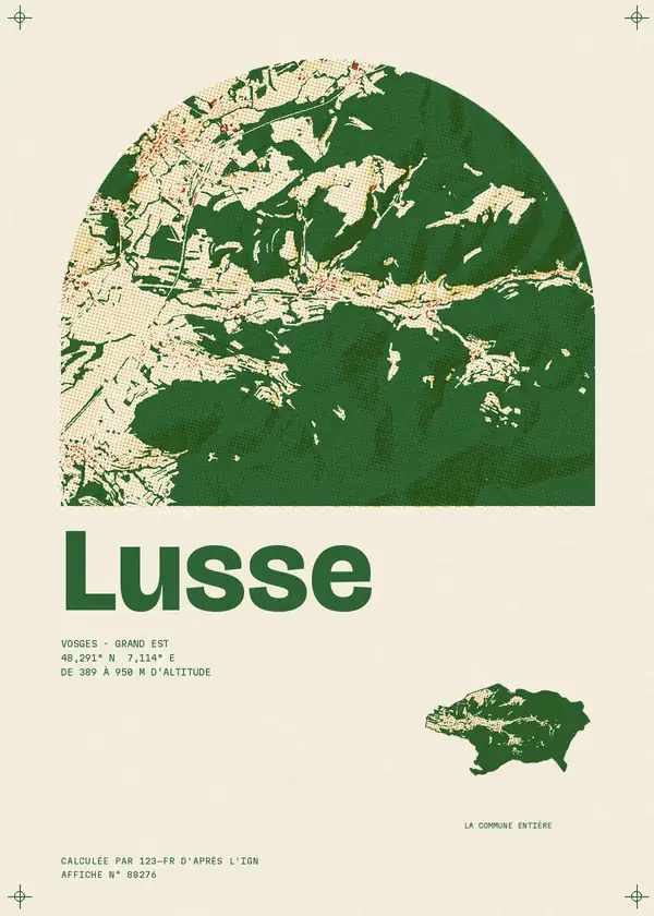 Affiche de Lusse, calculée par 123-fr d'après l'IGN