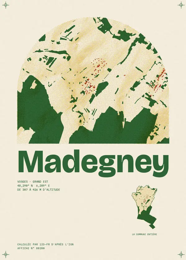 Affiche de Madegney, calculée par 123-fr d'après l'IGN