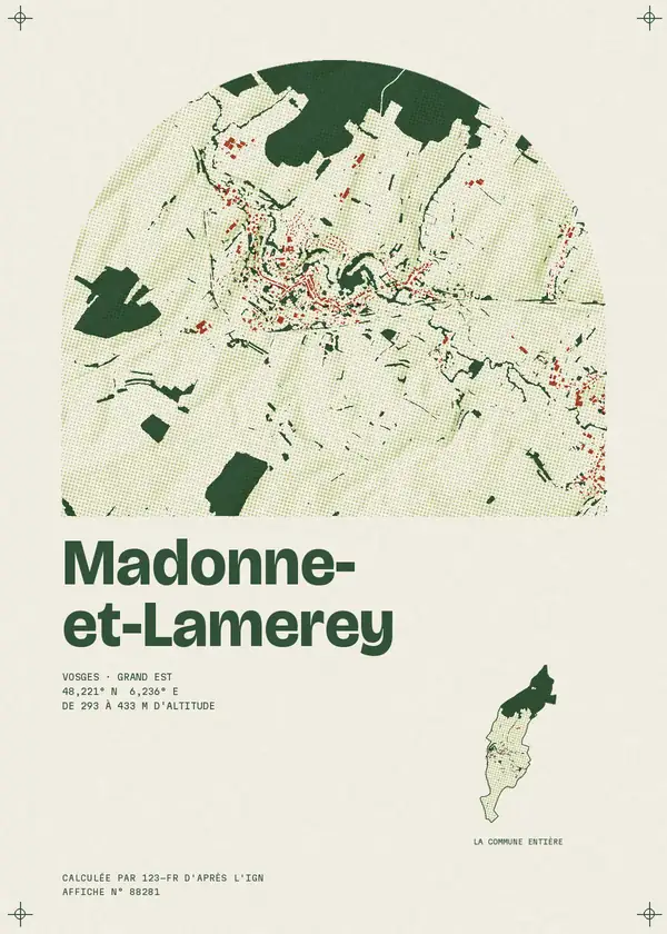 Affiche de Madonne-et-Lamerey, calculée d'après l'IGN