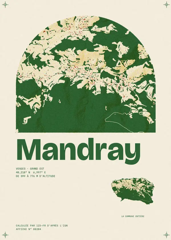 Affiche de Mandray, calculée par 123-fr d'après l'IGN