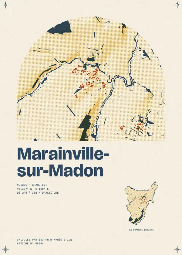 Affiche de Marainville-sur-Madon, calculée par 123-fr d'après l'IGN