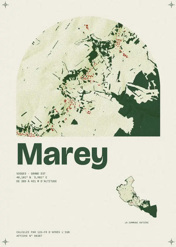 Affiche de Marey, calculée par 123-fr d'après l'IGN
