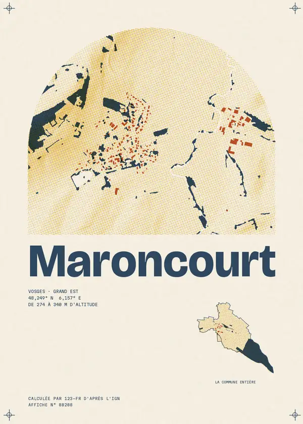 Affiche de Maroncourt, calculée par 123-fr d'après l'IGN