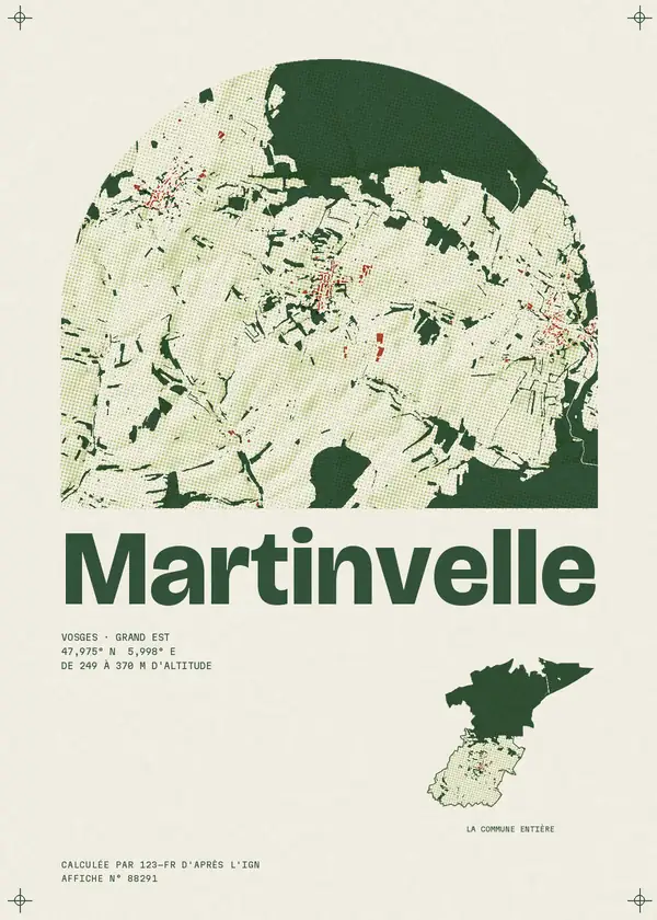 Affiche de Martinvelle, calculée par 123-fr d'après l'IGN