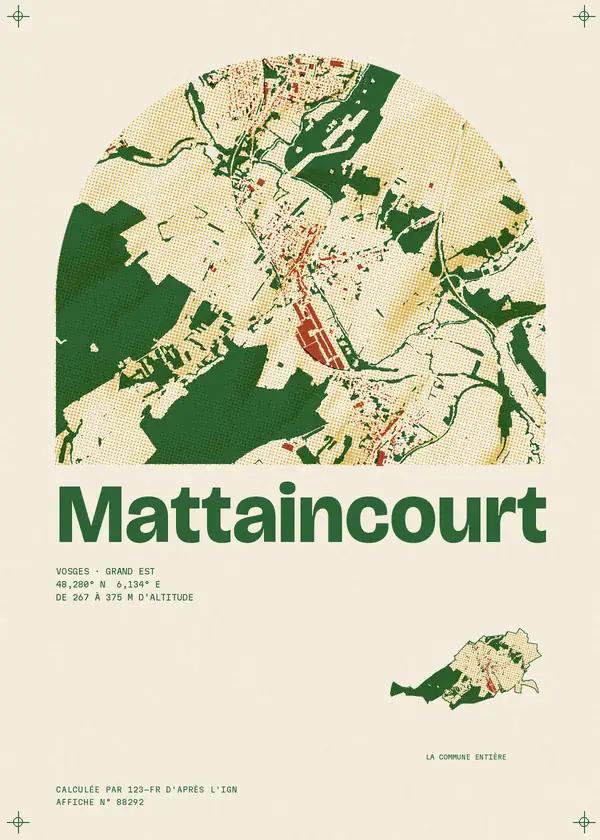 Affiche de Mattaincourt, calculée par 123-fr d'après l'IGN