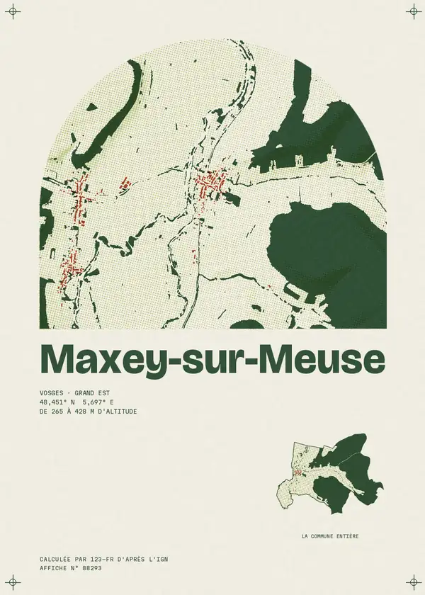 Affiche de Maxey-sur-Meuse, calculée par 123-fr d'après l'IGN