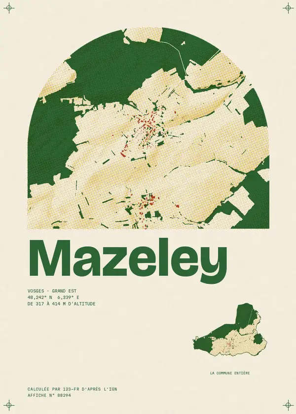 Affiche de Mazeley, calculée par 123-fr d'après l'IGN