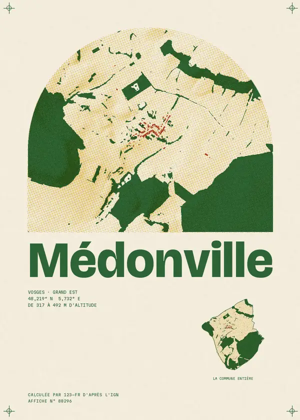 Affiche de Médonville, calculée par 123-fr d'après l'IGN