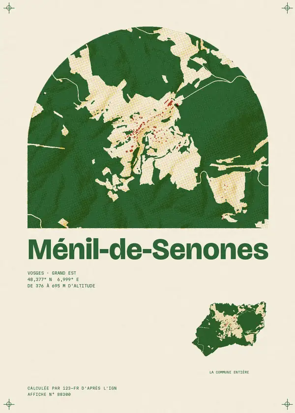 Affiche de Ménil-de-Senones, calculée par 123-fr d'après l'IGN