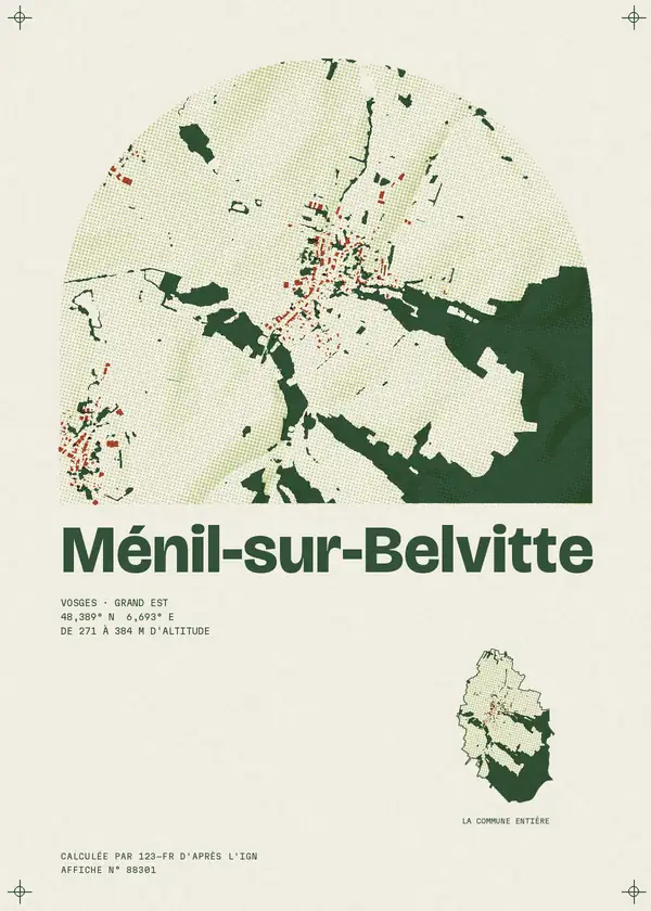 Affiche de Ménil-sur-Belvitte, calculée par 123-fr d'après l'IGN