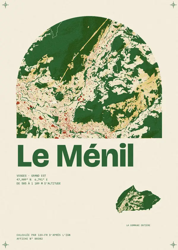 Affiche de Le Ménil, calculée par 123-fr d'après l'IGN
