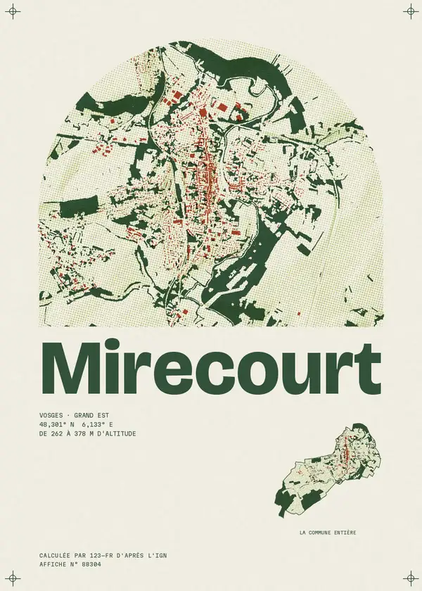 Affiche de Mirecourt, calculée par 123-fr d'après l'IGN