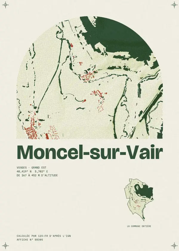 Affiche de Moncel-sur-Vair, calculée par 123-fr d'après l'IGN
