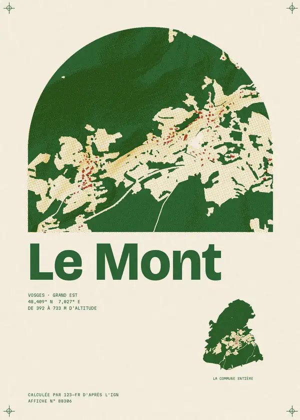 Affiche de Le Mont, calculée par 123-fr d'après l'IGN