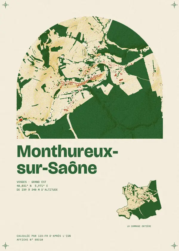 Affiche de Monthureux-sur-Saône, calculée par 123-fr d'après l'IGN