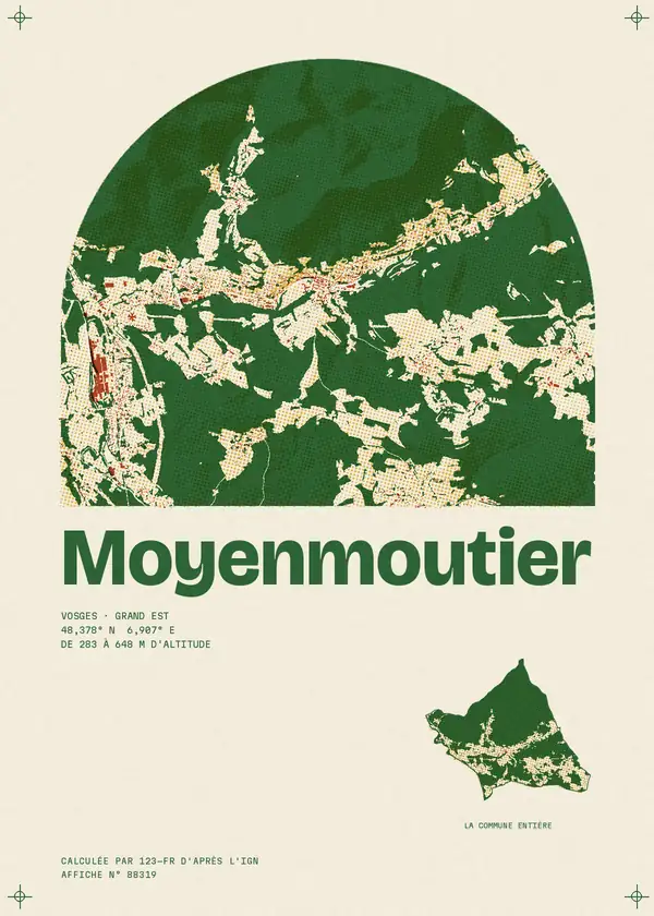 Affiche de Moyenmoutier, calculée par 123-fr d'après l'IGN