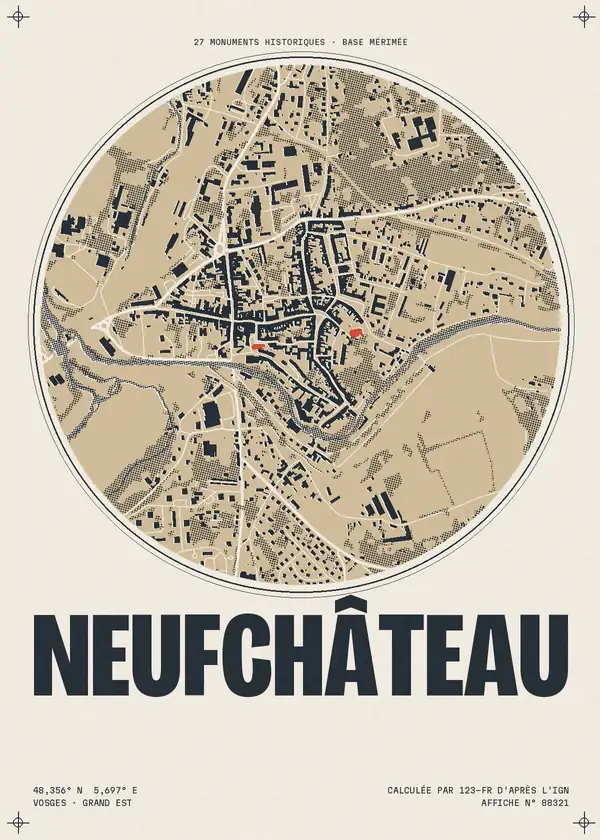 Affiche de Neufchâteau, calculée par 123-fr d'après l'IGN