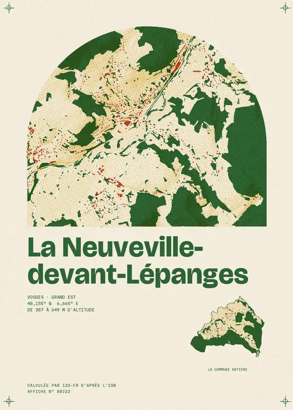 Affiche de La Neuveville-devant-Lépanges, calculée par 123-fr d'après l'IGN