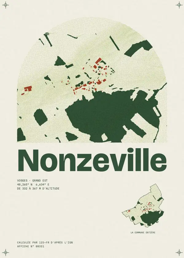 Affiche de Nonzeville, calculée par 123-fr d'après l'IGN