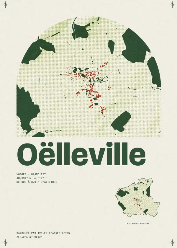 Affiche de Oëlleville, calculée par 123-fr d'après l'IGN