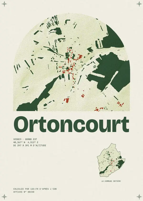 Affiche de Ortoncourt, calculée par 123-fr d'après l'IGN