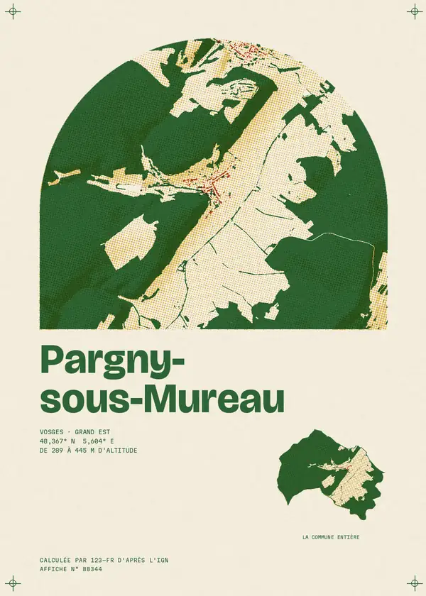 Affiche de Pargny-sous-Mureau, calculée par 123-fr d'après l'IGN