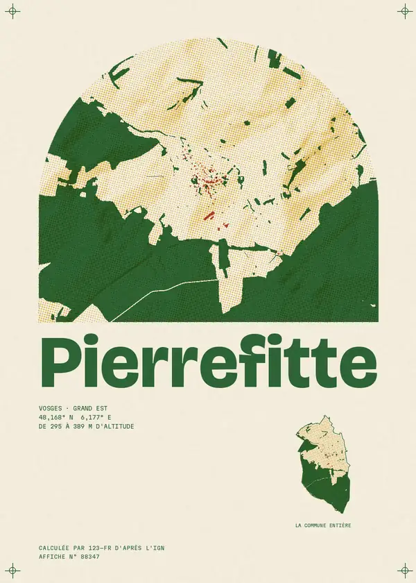 Affiche de Pierrefitte, calculée par 123-fr d'après l'IGN