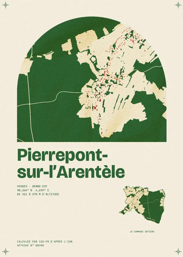 Affiche de Pierrepont-sur-l'Arentèle, calculée par 123-fr d'après l'IGN