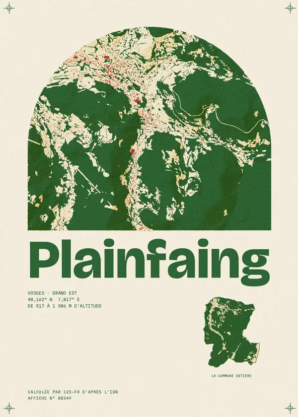 Affiche de Plainfaing, calculée par 123-fr d'après l'IGN