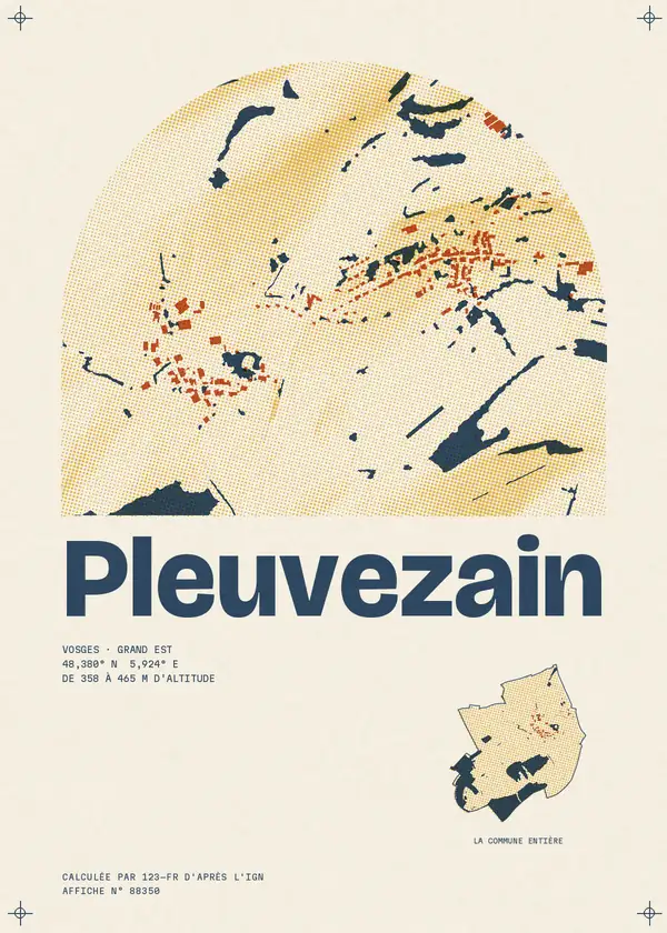Affiche de Pleuvezain, calculée par 123-fr d'après l'IGN