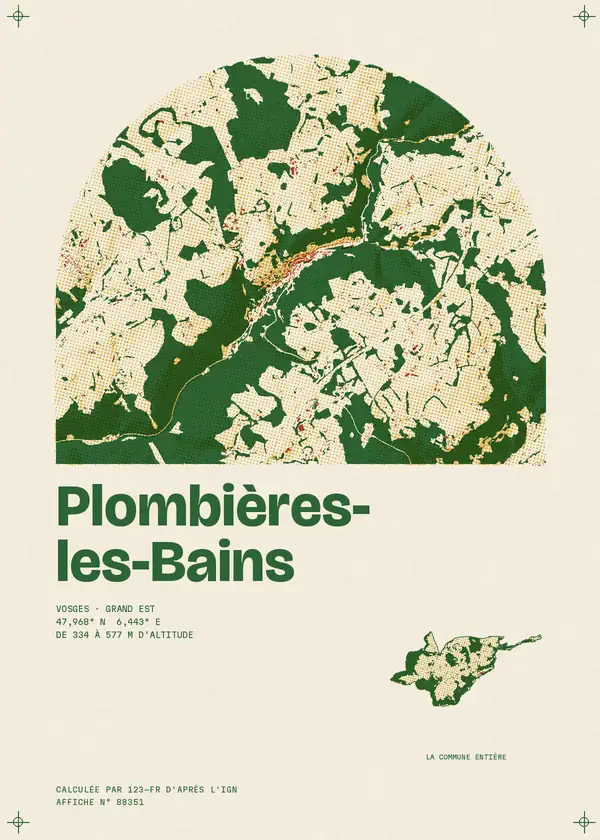 Affiche de Plombières-les-Bains, calculée par 123-fr d'après l'IGN