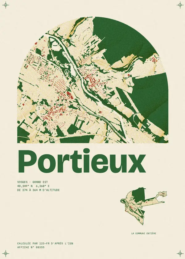 Affiche de Portieux, calculée par 123-fr d'après l'IGN