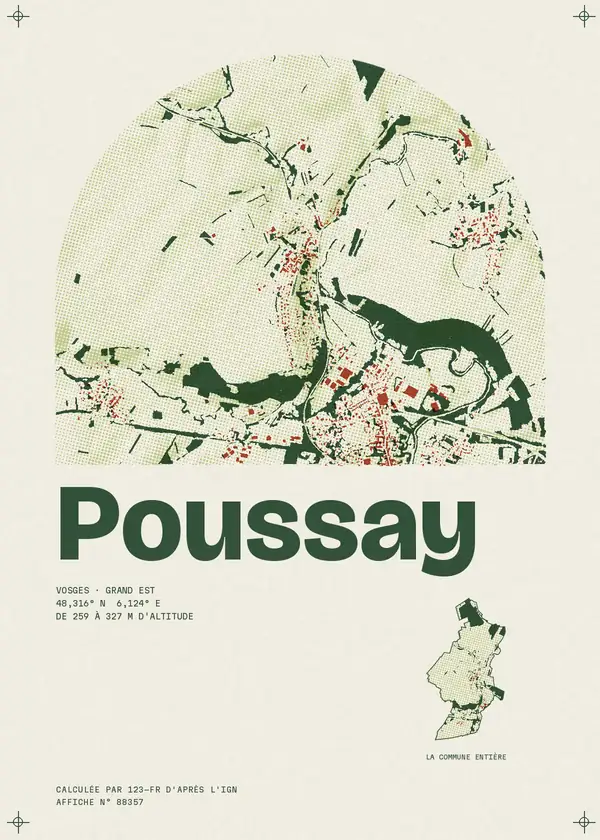 Affiche de Poussay, calculée par 123-fr d'après l'IGN