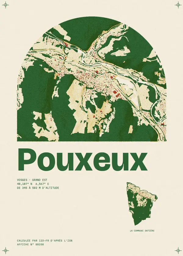Affiche de Pouxeux, calculée par 123-fr d'après l'IGN