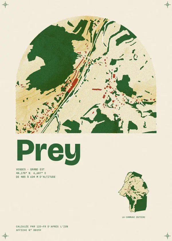 Affiche de Prey, calculée par 123-fr d'après l'IGN
