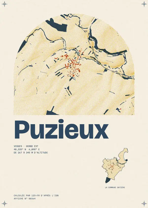 Affiche de Puzieux, calculée par 123-fr d'après l'IGN