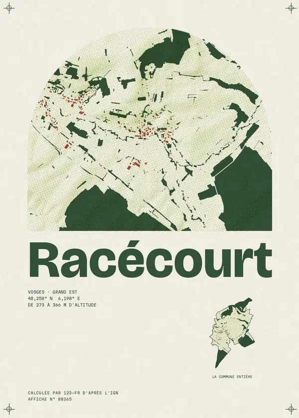 Affiche de Racécourt, calculée par 123-fr d'après l'IGN