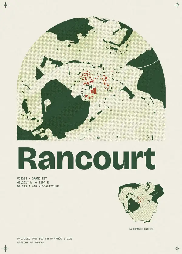 Affiche de Rancourt, calculée par 123-fr d'après l'IGN